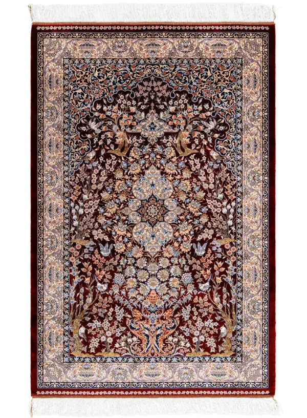 فرش ابریشمی نقشه محرابی گلدانی - تصویر 1