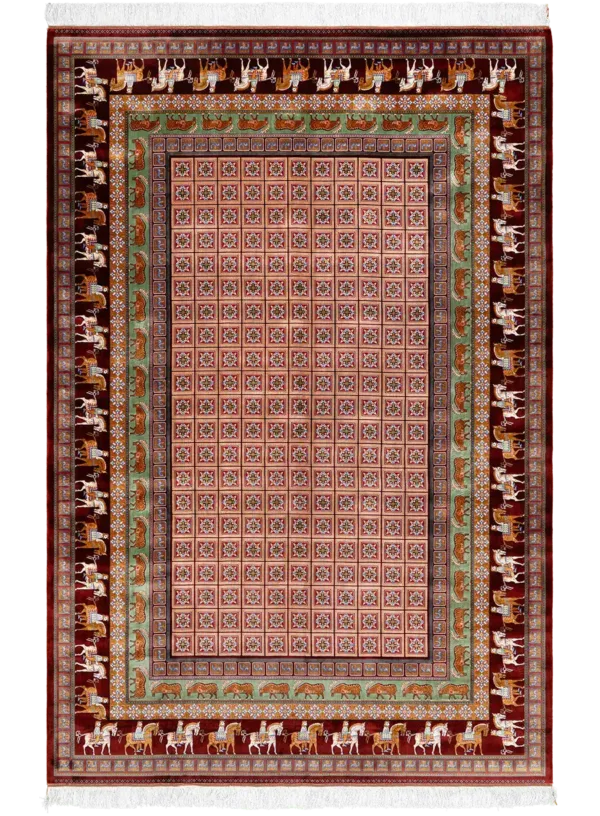 KA021-200290-Red-1 فرش ابریشمی پازیریک | کلکسیون کاشان - تصویر 1