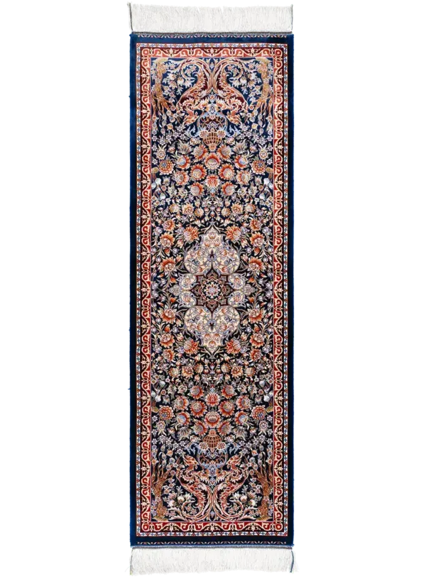 KA379-50150-NavyBlue-1 فرش ابریشمی ترنجی درختی | کلکسیون کاشان - تصویر 1