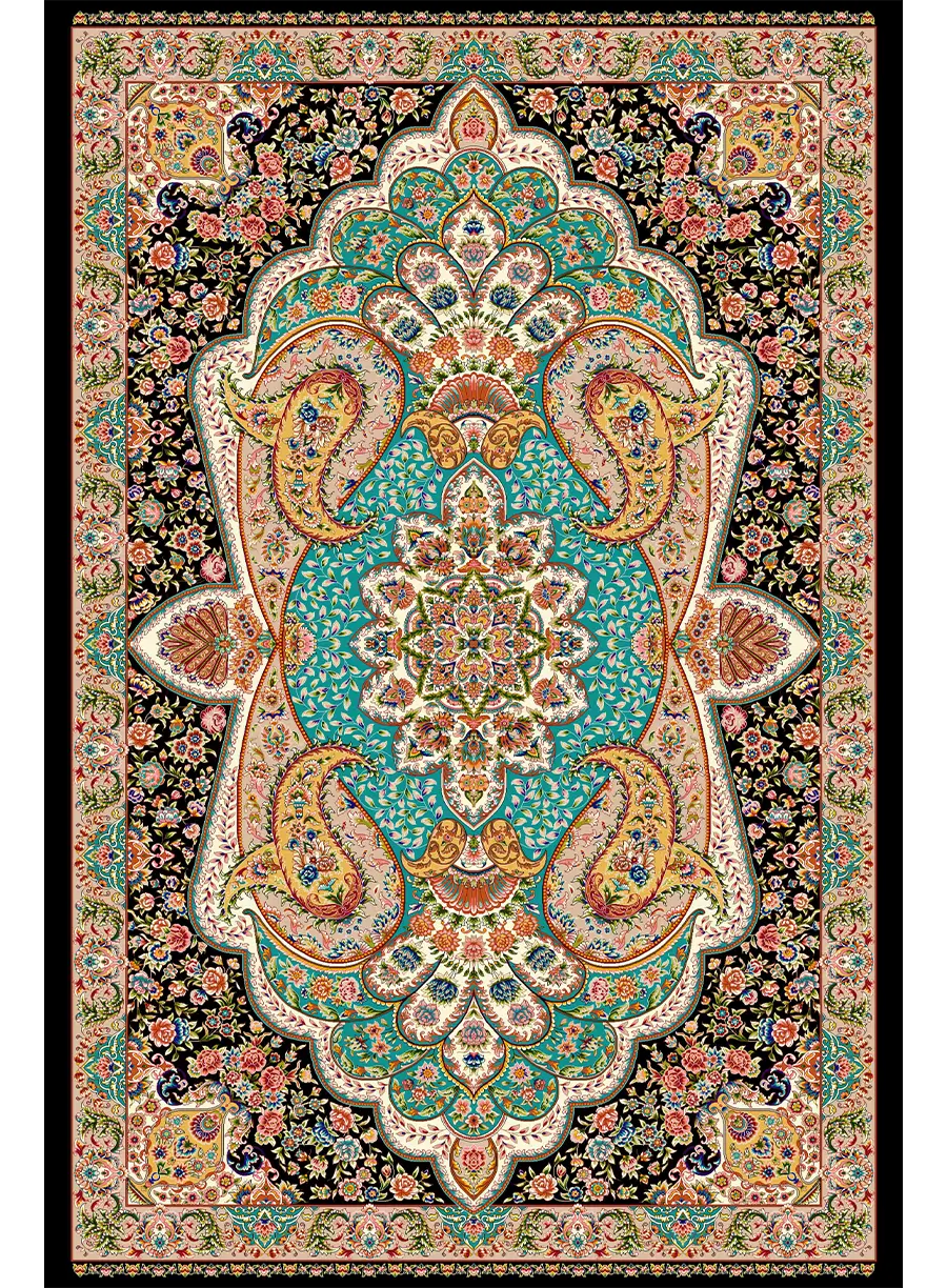550140X_120180 فرش ابریشمی لچک ترنج بته | کلکسیون شاه عباس - تصویر 1